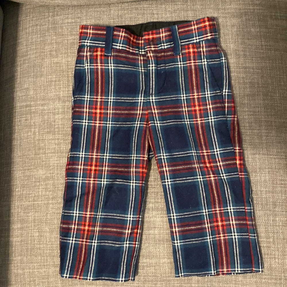 Janie and Jack 6-12m plaid pants. Blue, red, green